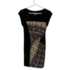 Taylor Black and Cream Sheath Dress with Cap Dolman Sleeves